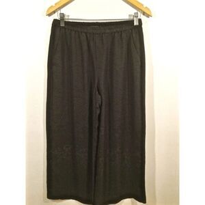 Dressori Black Textured 100% Silk Culotte Wild Legged Cropped Pants Retail $180